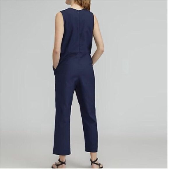 NEW Everlane The Structured Cotton Jumpsuit Navy Blue Size 0 Sustainable - Picture 4 of 5